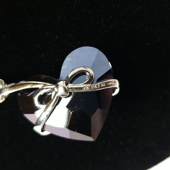 925 SS USA Simulated Diamonds Titanic Style Sapphire Tone Crystal Necklace 18" - Picture 4 of 6